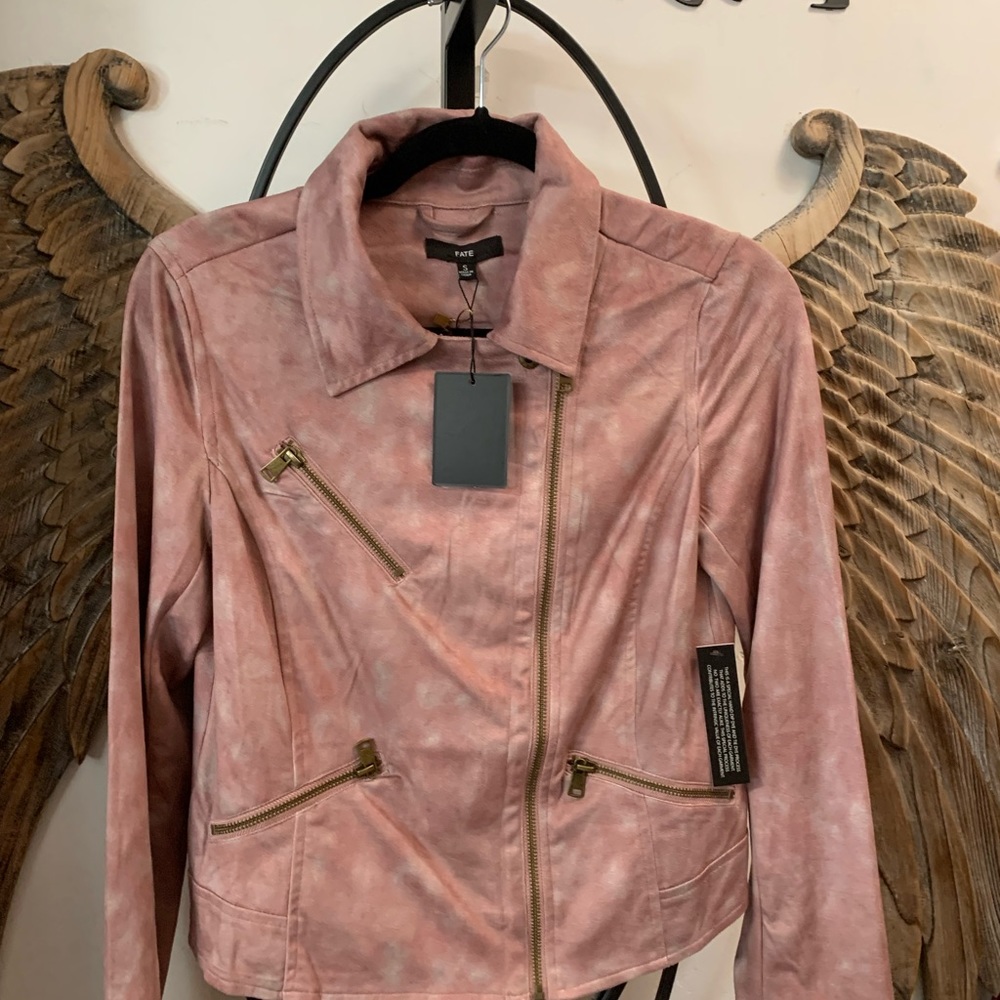 Dusty pink NWT moto jacket faux Suede